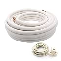 25 Ft Air Conditioning Copper Tubing Pipe Extension, 1/4" 1/2" 3/8" PE Thickened for Mini Split AC and Heating Equipment Insulated Coil Line HVAC Refrigerant with Nuts (1/4" & 1/2"* 3/8" PE WITH NU