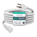 25 ft Heavy Duty Extension Cord - 12/3 SJTW 15 AMP Indoor Power Cord with 3 Prong Grounded Plug for Lawn Mower, Appliances, Workshop, Christmas Lights Water Resistant Flexible Cable White.