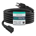 25 FT Outdoor Heavy Duty Extension Cord - 12/3 SJTW 15 AMP Indoor Power Cord with 3 Prong Grounded Plug for Lawn Mower, Appliances, Workshop, Lights Water Resistant Flexible Cable Black.