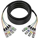 25 Ft XLR Snake Cables 4 Colored, 4-Channel Mic Cable XLR Male to Female