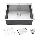 25-Inch Drop-In Kitchen Sink Stainless Steel Top Mount Single Bowl