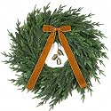 25-Inch Norfolk Christmas Wreath for Front Door with Bells and Bow