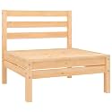 25 Inches Square Modular Middle Sofa in Natural Solid Pine Wood for Outdoor Garden Balcony Seating with Scandinavian Flair and Rustic Charm, Durable Weather-Resistant