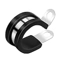 25 Pack 3/16 Inch Stainless Steel Cable Clamps, Metal Pipe Clamps Wire Clamps Conduit clamps for Tube, Pipe or Wire Loom Installation, Rubber Cussioned