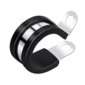 25 Pack 3/4 Inch Stainless Steel Cable Clamps, Metal Pipe Clamps Wire Clamps Conduit clamps for Tube, Pipe or Wire Loom Installation, Rubber Cussioned