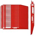25 Pack 9 Inch 6/12 Tpi Reciprocating Saw Blades Bi-Metal with Coating Stud and Reciprocating Saw Blades for Cutting Embedded Wood Metals PVC Pallets etc.