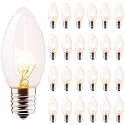 25 Pack C9 Replacement Bulbs, C9 Christmas Light Bulbs 7W Clear Incandescent Bulbs for Outdoor Backyard Wedding Christmas String Lights, E17 Intermediate Base