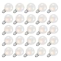 25 Pack G40 Frosted White Light Bulbs Replacement, 1.5 Inch Globe G40 Outdoor Patio String Lights Bulbs, 5W Light Bulbs with C7/E12 Candelabra Base for Outdoor Garden Patio Party Decor, Frosted White