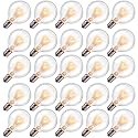 25 Pack G40 Replacement Light Bulbs, E12 Base, 120V 5W Incandescent Bulbs