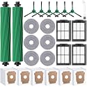 25 Pack Replacement Accessories Kit for iRobot Roomba Plus 405 Combo, Plus 505 Combo Vacuum, 2 Main Brushes,4 Filters,6 Dust Bags,6 Mop Pads,6 Side Brushes,1 Cleaning Brush