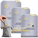 25-Pack Vacuum Bags for Travel with Wireless Rechargeable Pump, Carry-on Size Compression Packing Bags for Luggage &amp; Suitcase, Space Saver for Clothes &amp; Clothing, 25 Combo Travel Size, Fast 3S Vacuum