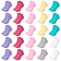 25 Pairs Girls Ankle Socks, Low Cut Toddler Kids Socks for Ages 1-14