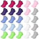 25 Pairs Girls Ankle Socks, Low Cut Toddler Kids Socks for Ages 1-14