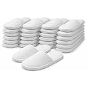 25 Pairs Hotel Guest Room Slippers – Terry Towel Close-Toe, 5MM Sole, Free Size (Unisex, White) | Disposable Hotel Accessories & Travel Kit Essentials