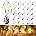 25 Pcs Christmas Blinking Lights, C7, E12 Intermediate Base, Clear Twinkle