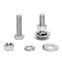 (25 Sets) 1/4-20 x 1-1/4" Hex Head Screw Bolt, Nuts, Flat Washer &amp; Spring Lock Washers, 18-8 (304) Stainless Steel, Fully Threaded, by Skvltvfyt