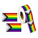 Fundraising For A Cause Extra-Large Progress Pride Daniel Quasar Rainbow Rectangle Flag Stickers for Gay Pride, Lesbian Pride, Transgender Pride, LGBTQ Awareness (1 Roll - 250 Stickers)