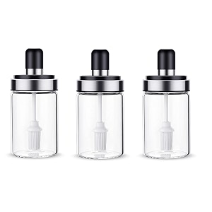 250 ml glass oil dispenser with basting brush oil ghee containers for kitchen oil brush for bbq pastry grill baking kitchen cooking 3 - brush jar