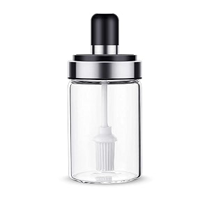 250 ml seasoning spice food pickle storage glass jar with attached lid with air tight kitchen organizer jars glass - 300 ml 1ps - new spoon jar