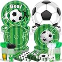 250 Pcs Soccer Birthday Party Decorations Soccer Disposable Party Tableware Sets Including Plates Cups Napkins Soccers Dinnerware for 2026 World Sports Birthday Parties Decorations Supplies Serves 50