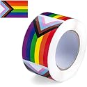 250 Progress Pride Daniel Quasar Rainbow Flag Stickers for Gay, Lesbian, Transgender, LGBTQ Awareness, Parades &amp; Events - Progress Pride Decals Roll