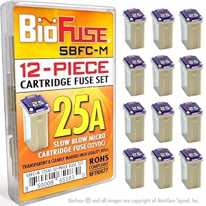25a sbfc-m slow blow micro cartridge 12-piece fuse assortment mcase fmm type fuses
