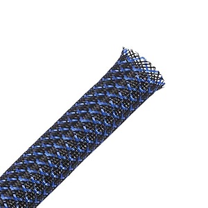 25ft - 38 inch flexo pet expandable braided sleeving - blackblue - alex tech braided cable sleeve