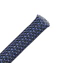 25ft - 3/8 inch Flexo PET Expandable Braided Sleeving - BlackBlue - Alex Tech Braided Cable Sleeve