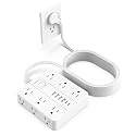 25FT Power Strip,AOFO Flat Plug Extension Cord with Multiple Outlets,White