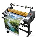 25In Auto Double-Side Laminator Machine Cold and Hot Laminating Machine, 3m/min Lamination Speed Laminates Films Max 5mm, 4- Roll Cold Laminator with Adjustable Temperature & Speed