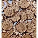 25mm (50 pieces) Handmade, Superior Quality Self Adhesive Wax Seals (MADE IN INDIA) wax seal stickers for wedding invitation cards, greeting cards, gift packing, etc. (Flower Design (Antique Gold))
