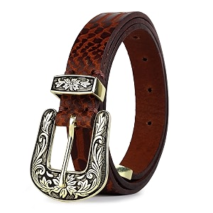 25mm genuine leather waist belt for women - fancy vintage buckle belt for jeans  stylish adjustable party belt for ladiesgirlswomen  waist size 28-44 inches
