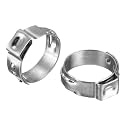 25PCS Single Ear Hose Clamps, 5.8-7.0mm 304 Stainless Steel Ear Clamps by MISPIRE, Stepless Hose Clamps Cinch Rings for Automotive, Home Appliance Line and Plumbing