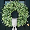 26" Artificial Eucalyptus Wreath with Sash for Front Door Decoration(Green)