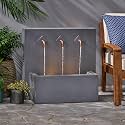 26" High Cody Outdoor Fountain, Hand Crafted Weather Resistant Wall Base Fountain, Light Gray