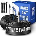 26 Inch Mountain Bike Tire Inner Tube 26 x 1.75 1.85 1.9 1.95 2.0 2.1 2.125 2.2 2.25 2.3 2.35 2.4 4.0 Presta 48mm Schrader Valve 32mm, Heavy Duty Butyl Rubber 26in MTB Bicycle Tube Replacement 2 Pack
