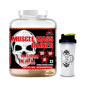26inches muscle mass gainer  weight gainer  heavy weight gainer  bulk gainer  size gainer kesar pista 3 kg with shaker