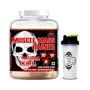 26inches muscle mass gainer  weight gainer  heavy weight gainer  bulk gainer  size gainer vanilla 3 kg with shaker