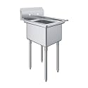 26 in. x 22 in. x 43.5 in. Stainless Steel One Compartment Sink with 20 in. x 16 in. x 12 in. Bowl, 8 in. Center, and Backsplash