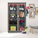 265 Dual Color Foldable Wardrobe 2 Door / 8 Shelves (Grey & Maroon)