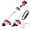 26cc Gas Powered Weed Wacker, 3-in-1 String Trimmer/Edger/Brush Cutter, 2-Cycle Air-Cooled Engine, 16" Cutting Width, 10" Brush Blade, Rubber Handle &amp; Shoulder Strap, Quick Start