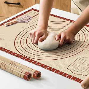 26x16 inch extra thick silicone baking mat with measurements non-slip and reusable - for cookies bread pastry