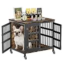 27" Dog Crate Furniture for Small Dogs, Heavy Duty Dog Cage for Small &amp; Medium Dogs with Wheels, Indoor Puppy Crate, 26.6" L x 20.9" W x 23.8" H, Decorate House as TV Stand, End Table — Rustic Brown