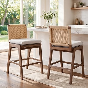 27 inch Woven Linen Counter Stools Set