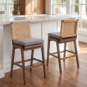 27 inch Woven Linen Counter Stools Set