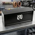 27.75"x10"x10.5" Steel Trailer Storage Box with Lock &amp; Keys, Black