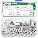 270PCS Flat Washers Assortment, 304 SS, 8 SAE Sizes, 6#-1/2"