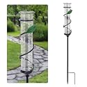 27in Leaf Rain Gauge Metal Garden Stake Green Outdoor Decor