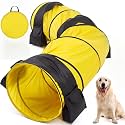 28 in 10 Foot Yellow Extra Large Dog Agility Tunnel with Sandbags