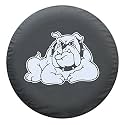 28" Bull Dog - Spare Tire Cover - (Black Denim Vinyl) - White Print